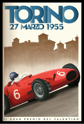 Formula 1 Torino 1955 Fangio Cuadro Enmarcado 45x30cm