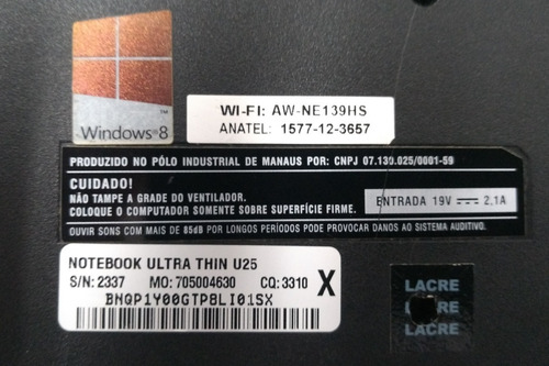 Notebook Cce Win U25 Celeron - Leia O Anuncio