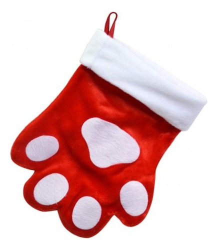 Enfeite Pet Bota Pata De Cachorro Vermelha E Branca São Pet Cor Vermelho E Branco Pata De Natal G 16x21