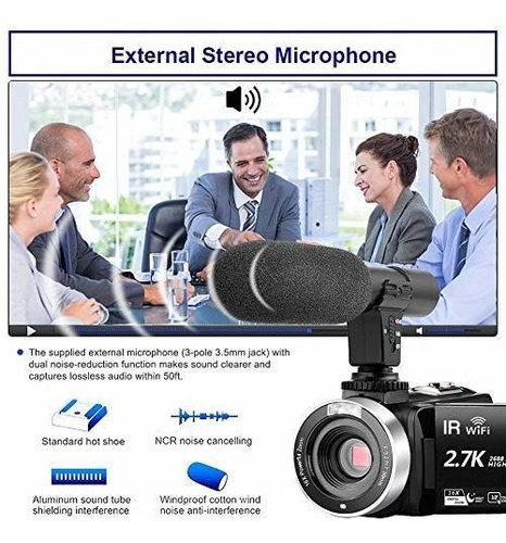 Videocamara Microfono Camara Vlogging Grabadora 2.7k Ultra