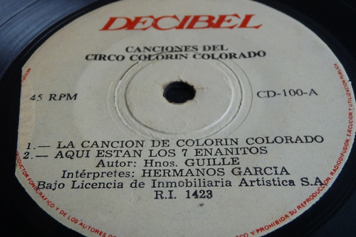 Jch- Canciones Del Circo Colorin Colorado Miniplay Lp