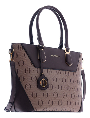Bolsa Tote De Mujer Grande Compartimientos Amplios 88519 Marrón Lisa Oro