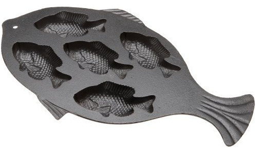 Cornbread Pan Preseasoned Fish Impression Cast Iron 1614 X 9