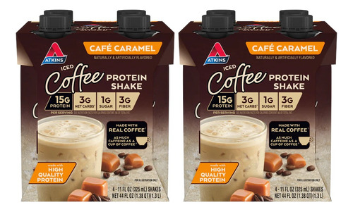 8 Shake Hecho Real Café Helado Proteina Fibra Keto, Caramel