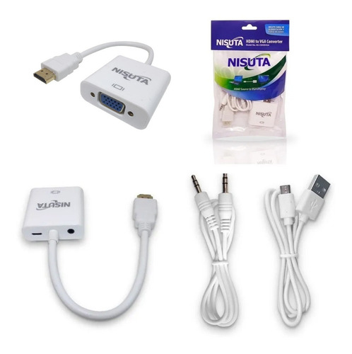 Imagen 3 de 8 de Conversor Nisuta Hdmi A Vga Con Audio Alimentación Nscohdvg4