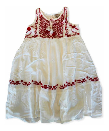 Vestido Infantil Florido Branco - Tam 14