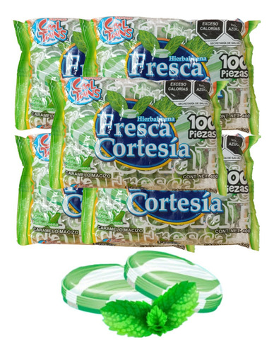 Caramelo Hierbabuena Macizo 2400pz Fresca Cortesía Cool Toon