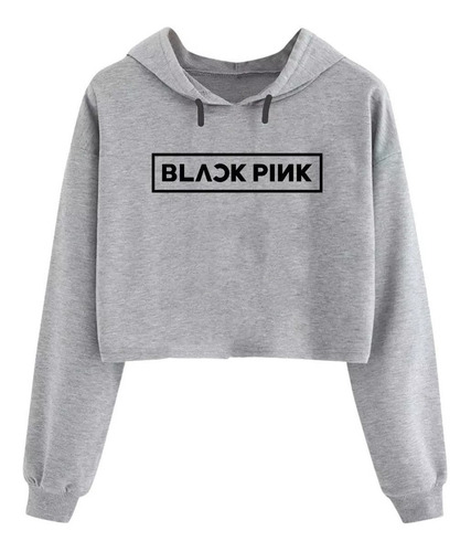 Cropped Moletom Feminino Black Pink Kpop Tumblr Promoção