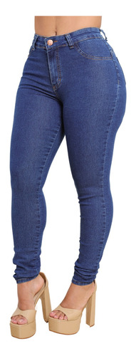 Calças Jeans Feminina Skiny Cós Cintura Média Com Lycra