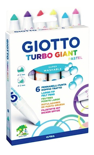 Marcadores Giotto Giant Pasteles / 6 Unidades