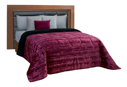 Cobertor King Size Burdeos Mink Peluche Vino Elefantito