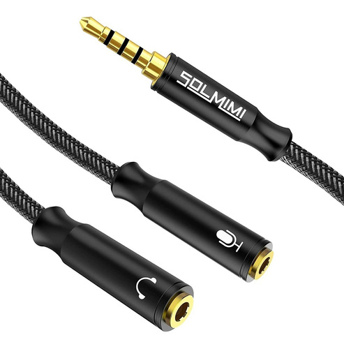 Cable De Audio 3,5mm Macho A 2 Hembra | Negro Trenzado