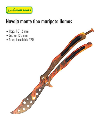 Imagen 1 de 1 de Navaja Monte Tipo Mariposa Lion Tools 9569