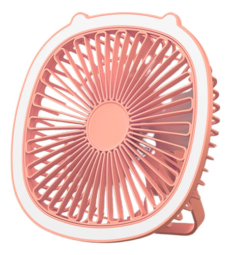 Ventilador Portátil Com Luz Led Recarregável 3 Velocidades Cor Rosa
