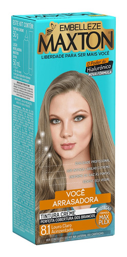 Kit Tinte Maxton  Tintura creme tom 8.1 loiro claro acinzentado para cabelo