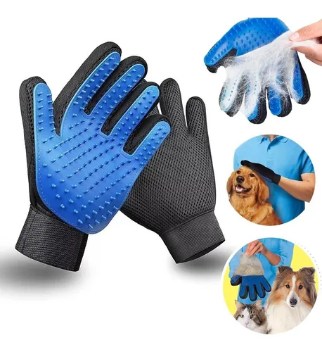Luva Pet Escova Tira Remove Pelo Cachorro Gato Magnética Cor Azul