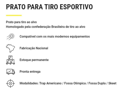 Prato Para Tiro Ao Alvo Esportivo - 150uni