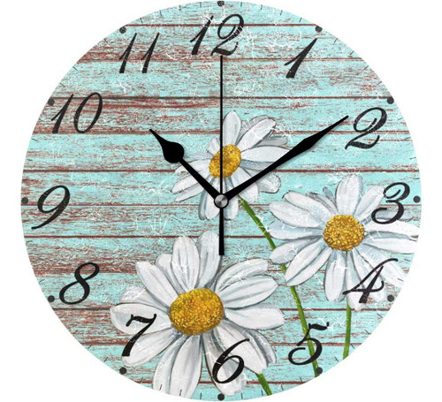 Pfrewn Reloj De Pared Con Margaritas De Girasol De Madera  S