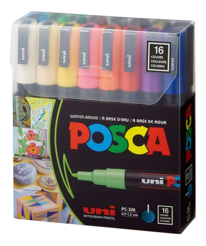 Marcadores Uni Posca Pc-3m Pack X16 Colores Permanentes