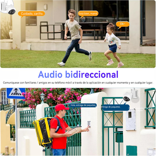 Skululu Solar Cámara De Seguridad Ip67 Fhd 360° 5mp Visión Nocturna Cámara Impermeable, A Prueba De Nieve Y A Prueba De Polvo Con Gran Capacidad De Batería Y Super Resistencia