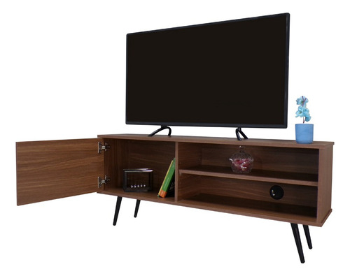 Mueble Para Tv Decomobil Credenza Con Pasacables Color Nogal neo