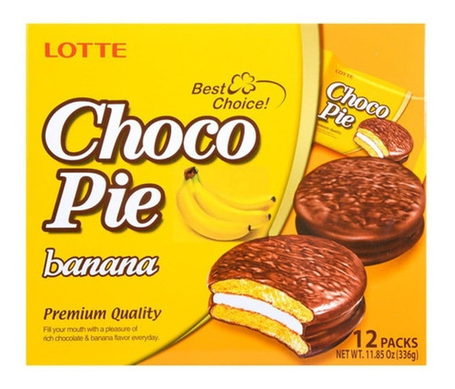 Alfajor Chocolate Coreano Chocopie Sabor Banana 336g - Lotte