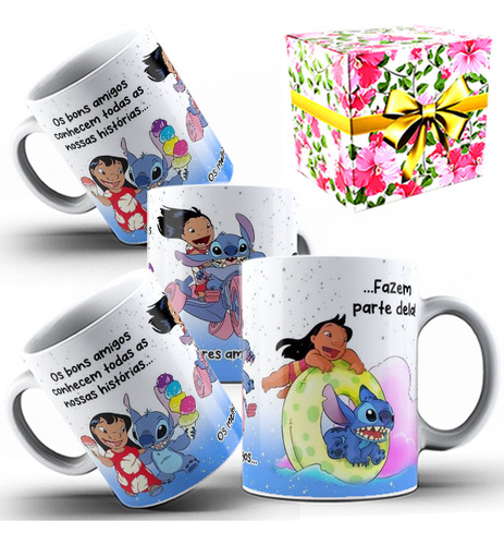 Caneca Personalizada Lilo Stitch Os Melhores Amigos E Caixa