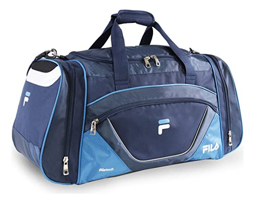 Bolsa De Lona Deportiva Fila Acer 63cm. Azul Y Azul Marino