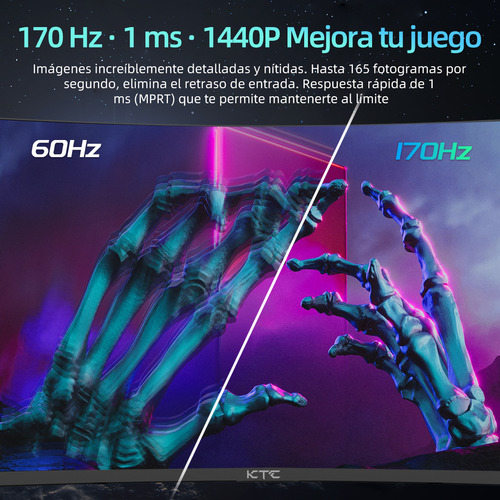 Monitor Gamer KTC con pantalla de 27" 165Hz y resolución QHD+