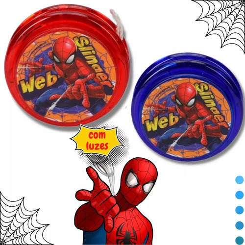 Super Ioio Yoyo Homem Aranha Luz De Led Spider 24un Atacado