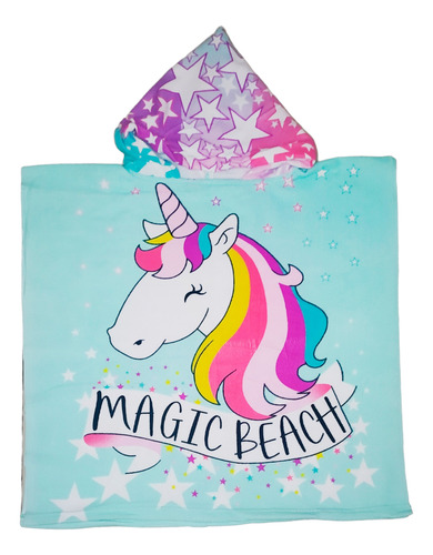 Poncho De Toalla Infantil Unicornio Arcoiris