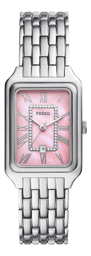 Relógio Fossil Feminino Raquel Prata - Es5401/1tn Fundo Rosa