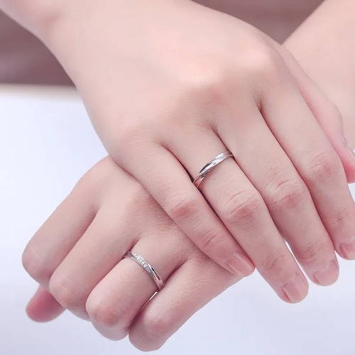 Imagen 2 de 3 de Anillos Plata Fina 925 Pareja Amor Compromiso Matrimonio
