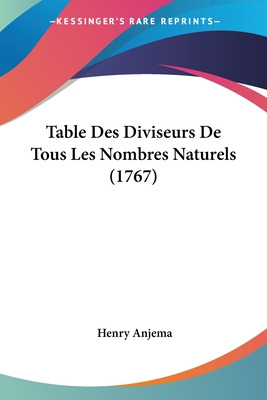 Libro Table Des Diviseurs De Tous Les Nombres Naturels (1...