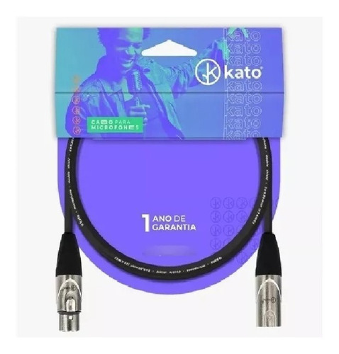 Kit 3 Cabos Kato De Microfone K2 Xlr Xlr Preto 10 Mt (3 Un)