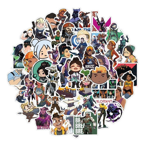 50 Stickers De Valorant - Etiquetas Autoadhesivas
