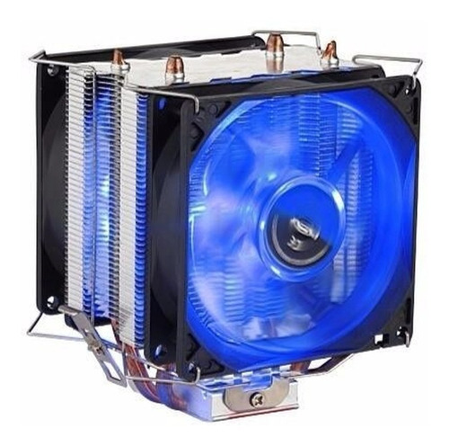 Imagem 1 de 7 de Cooler Universal Duplo P/processador Led Amd Intel Fan 9100d