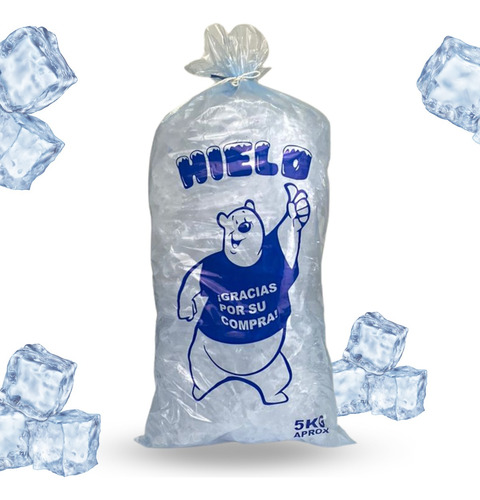 Imagen 2 de 3 de 1 Kilo Bolsa De Hielo Impresa Para 5 Kg Azul