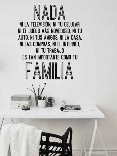 Vinil Decorativo Para Pared Frases Letras Familia Ni La