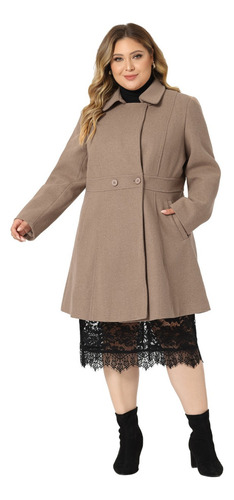 Gabardina Talla Grande Chamarra Larga Con Solapa Y Muescas