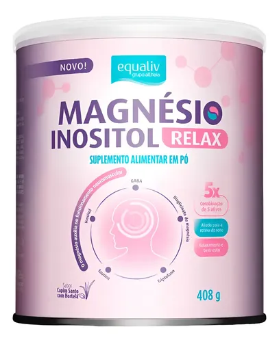Magnesio Inositol Relax 408g Equaliv Sabor Capim Santo com Hortel...