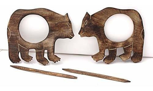 Juego De 2 Soportes De Madera Para Ventana, Diseño De Oso Ta