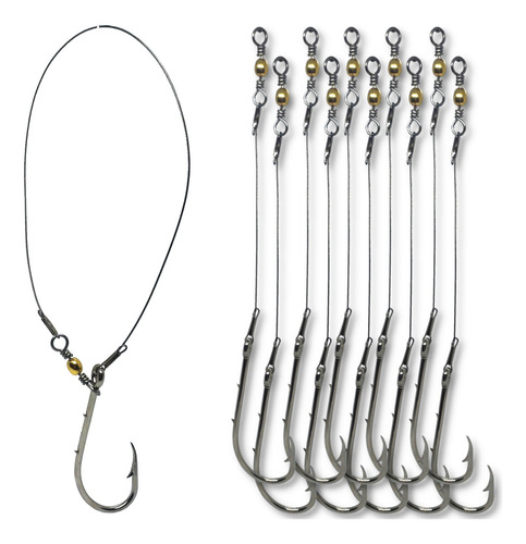 Kit 10 Anzol 4330 Encastoado Aço Flexível Reforçado | N°6/0