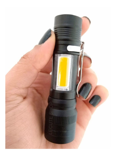 Mini Linterna Bolsillo Cob Zoom Luz Led Recargable Con Clip 