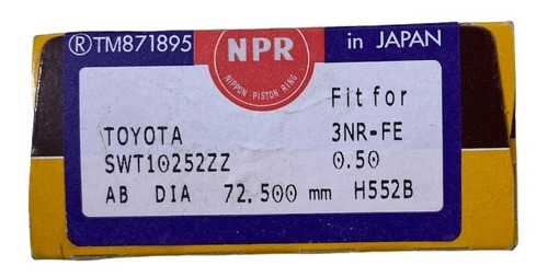 Juego De Aros Toyota Etios 1.5 16v Motor 2nr-fe Npr Japon