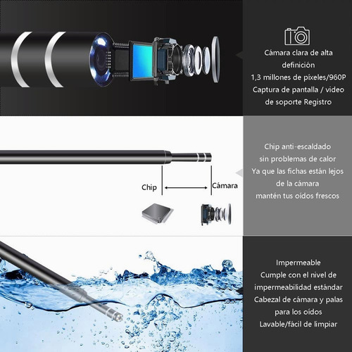 Imagen 4 de 7 de Otoscopio Digital, Cámara De Oídos Para Usar En Pc Y Celular