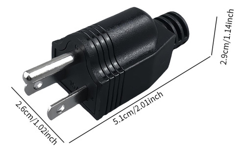 Adaptador Convertidor De Enchufe De Ee. Uu. De 3 Pines Negro
