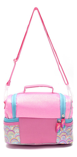 Lunchera Infantil Niña Térmica Escolar Manija Color Rosa Arcoíris