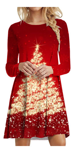 Vestido De Mujer Q Con Estampado De Árbol De Navidad De Mang