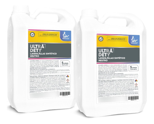 Detergente Concentrado Ultra Dety 5 Liv Neutro Kit X2